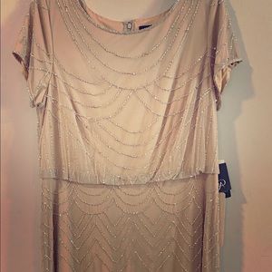NWT Adrianna Papell nude dress with silver detail